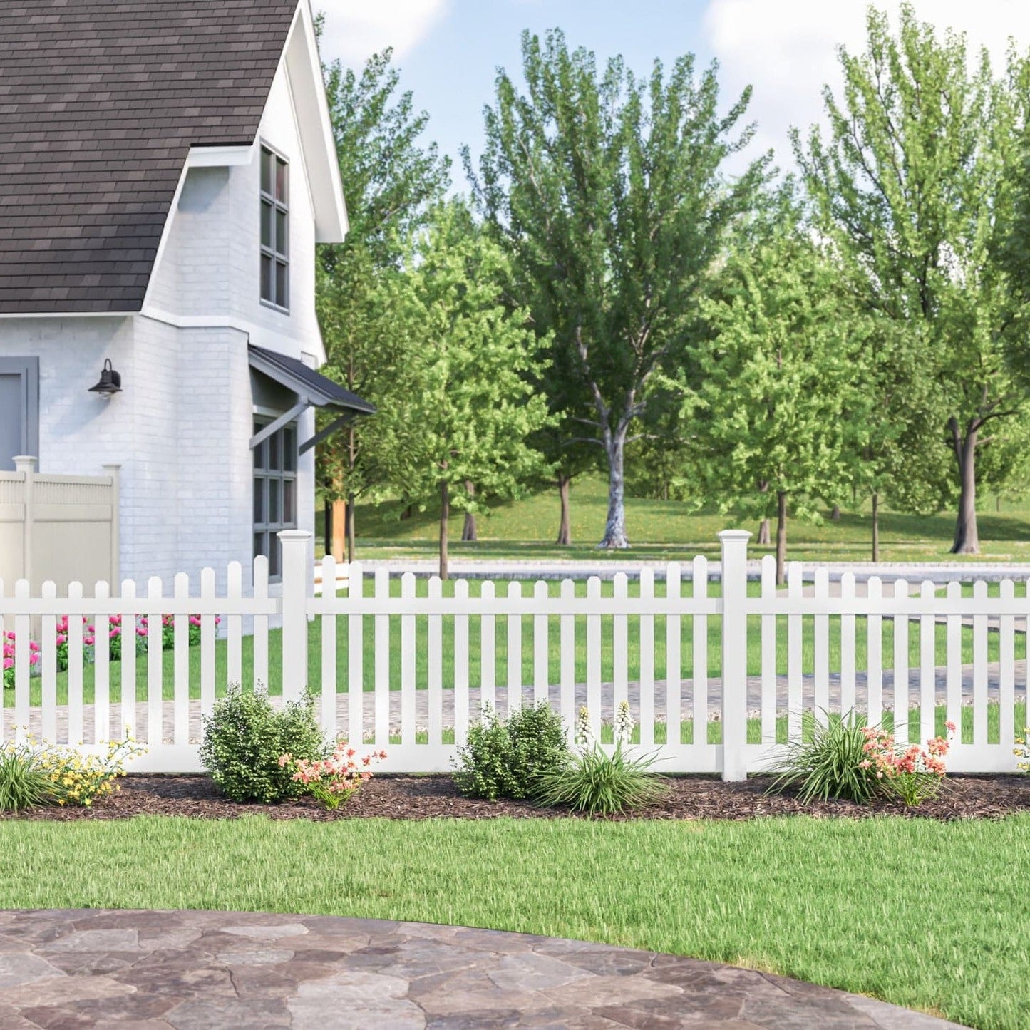 Silverbell Scallop Haven Series - Fence Panel - 4' x 8' - ActiveYards - White