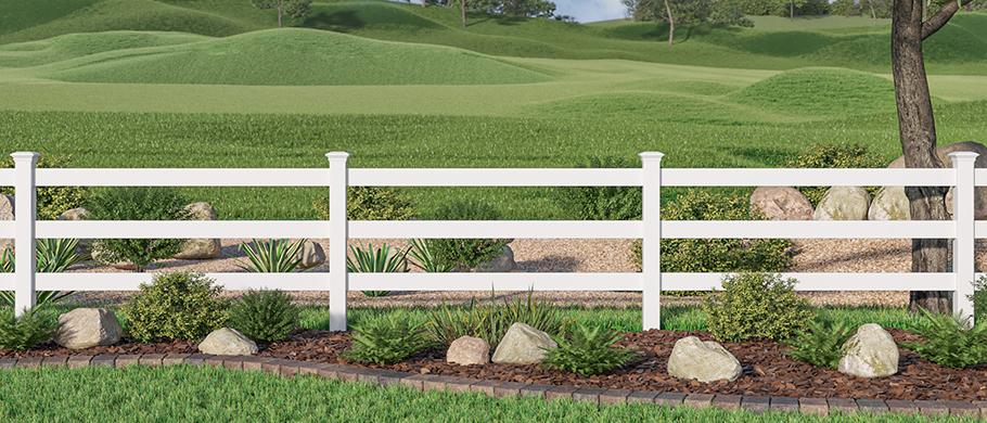 ActiveYards Vinyl Fence 3 Rail Ranch Rail