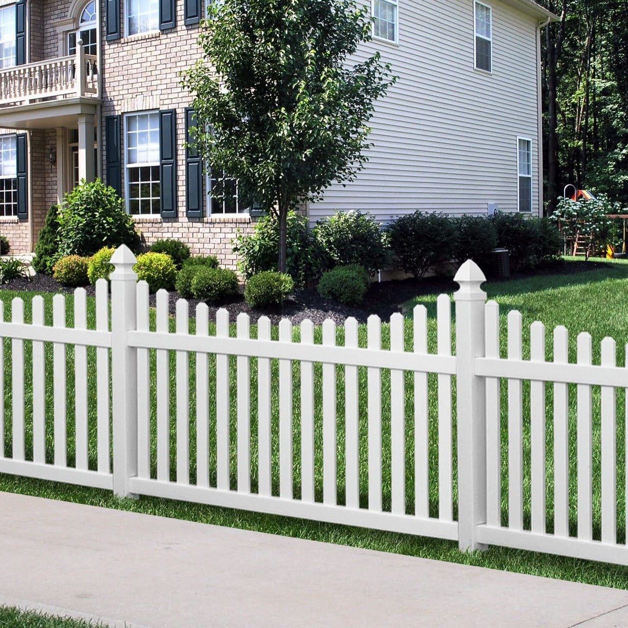 Silverbell Scallop Haven Series - Fence Panel - 4' x 8' - ActiveYards - White