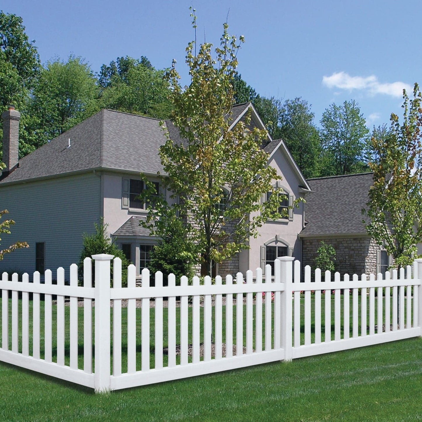 Silverbell Scallop Haven Series - Fence Panel - 4' x 8' - ActiveYards - White