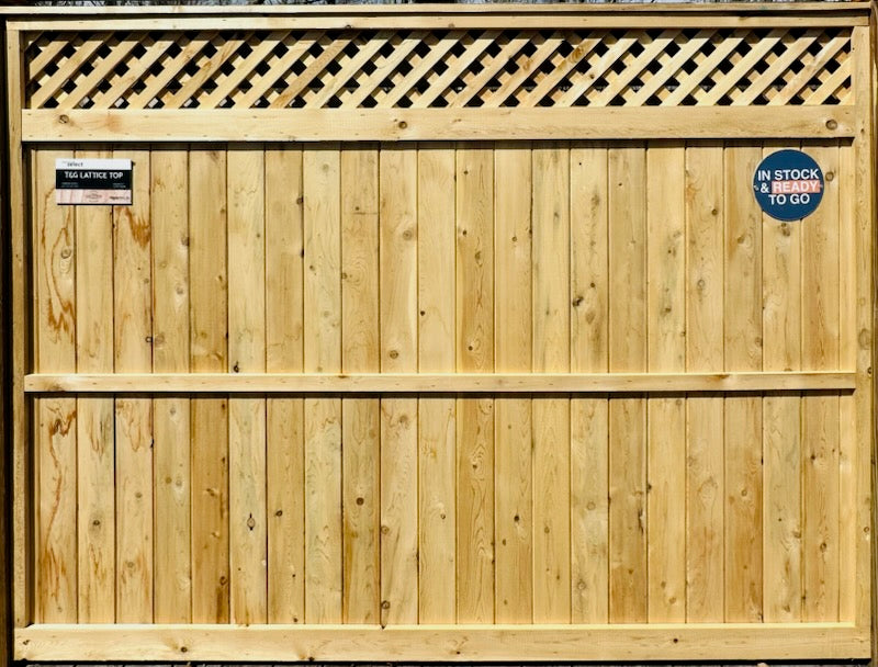 Privacy Lattice-Top Tongue & Groove - 1" x 5" Boards - White Cedar Gate - 6' x 4' (Hardware Sold Separately)