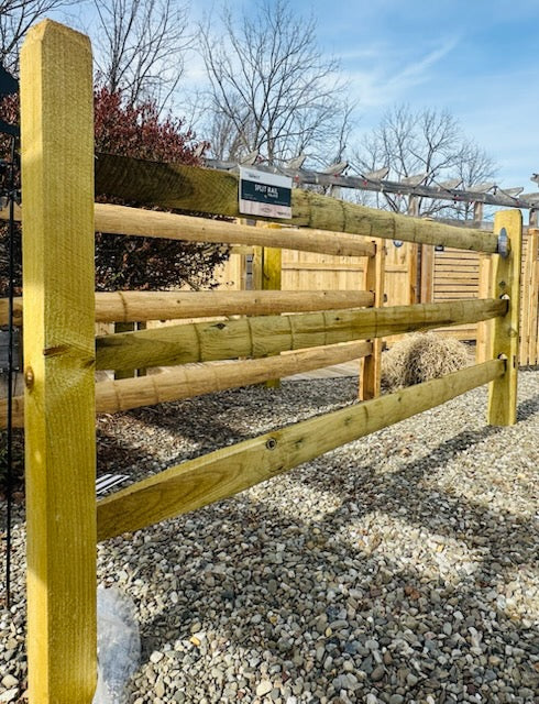 7' 3 Hole Treated CORNER POST - Split Rail - Treated