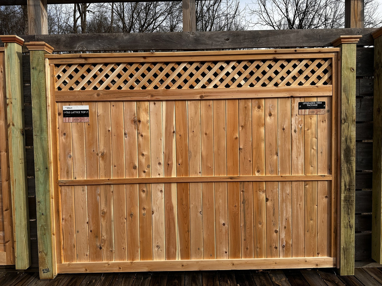 Privacy Lattice-Top Tongue & Groove - 1" x 5" Boards - White Cedar Fence Panel - 6' x 96"
