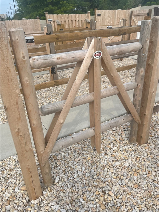 Cedar Dowelled Round Rail - 3-Rail Gate - 4' Wide (B) - 55'' Opening - Cedartech - Unknown