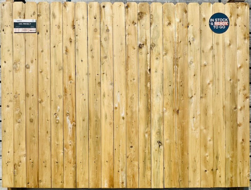 Privacy Solid Board - 1" x 5" Boards - White Cedar Fence Panel - 6' x 96"