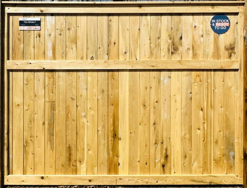 Privacy Tongue & Groove - 1" x 5" Boards - White Cedar Fence Panel - 6' x 96"