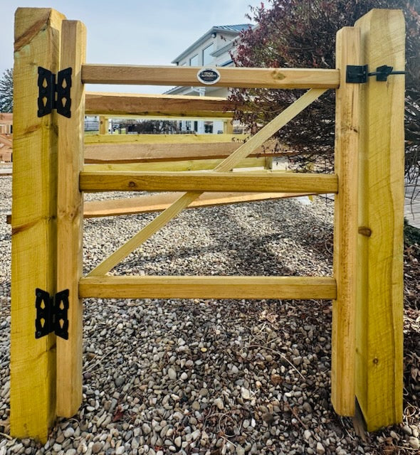 4' H x 4' W 3 Rail Single Gate - Split Rail - Treated (Hardware Sold Separately)